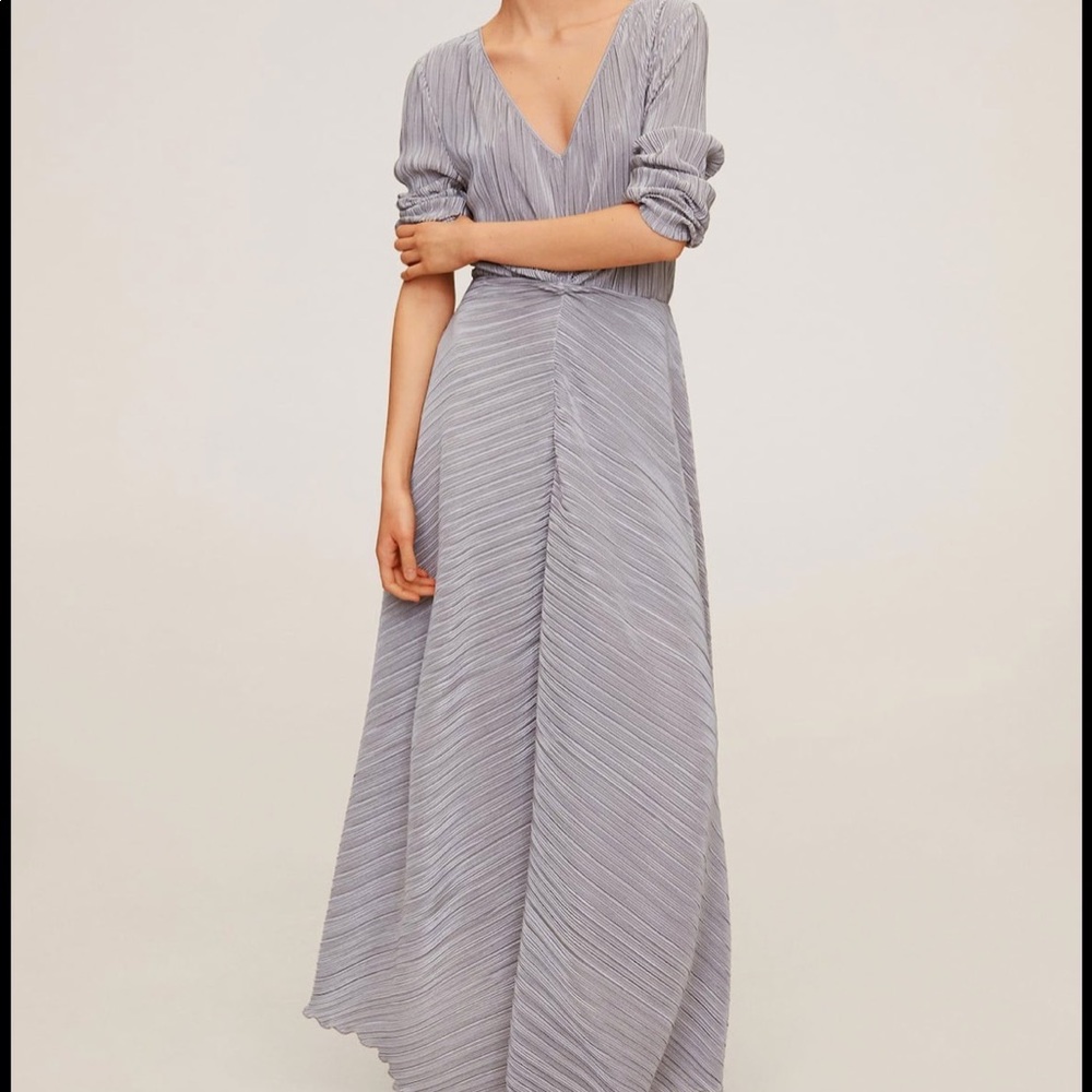 MANGO | BLOGGER & CELEB FAVORITE| SILVER PLEATED LONG DRESS  | QUALITY MADE